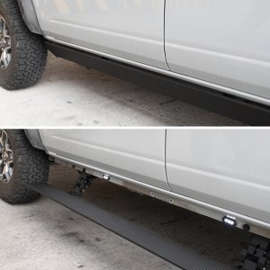 Chevrolet Silverado Running Boards - Go Rhino - VoltStep Electric, Dual-Motor, 6-inch, Integrated LED - Textured Black - `15-`19